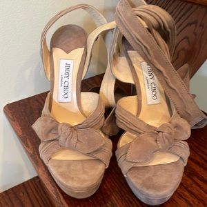Jimmy Choo suede leather strappy ankle heels size 7
